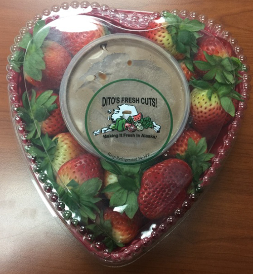 Ditos Issues Allergy Alert on Undeclared Milk and Soy in Heart Plastic Platter Strawberries W/Dip with Chocolate Frosting and Heart Plastic Platter Mixed Fruit W/Dip with Chocolate Frosting